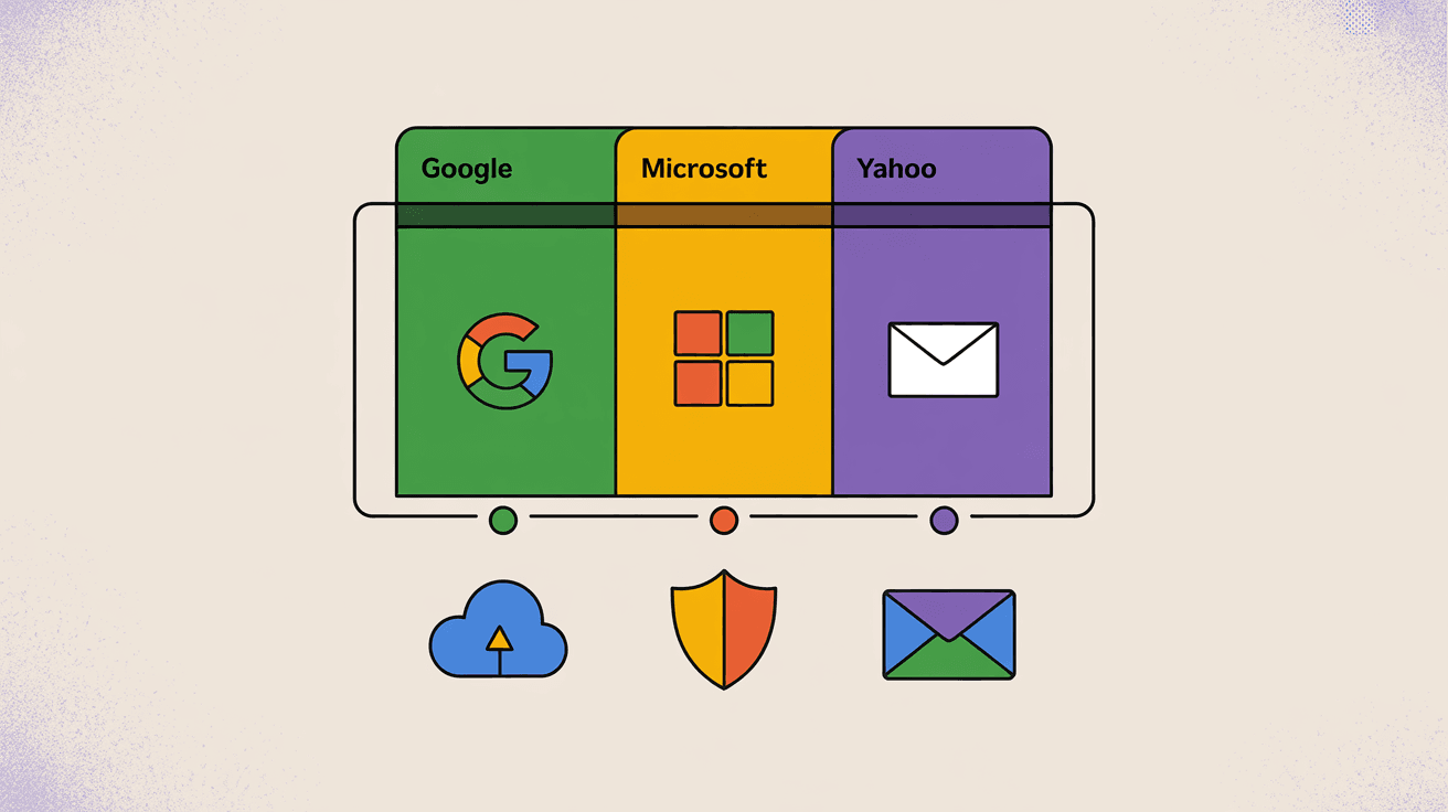 Paid email storage value comparison showing Google One, Microsoft 365, Yahoo, and Proton pricing